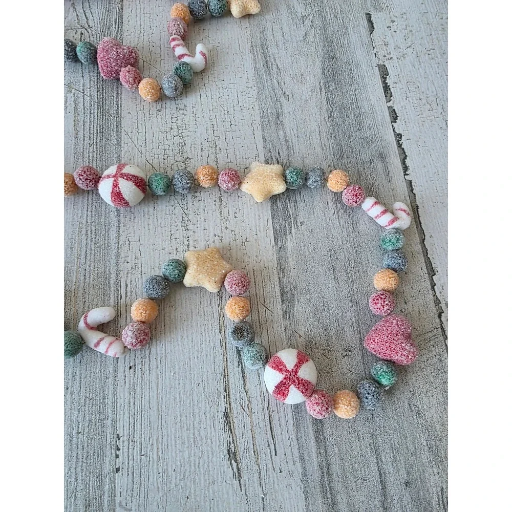 Vintage sugared candy Garland hearts candy cane striped pastel Xmas tree unique